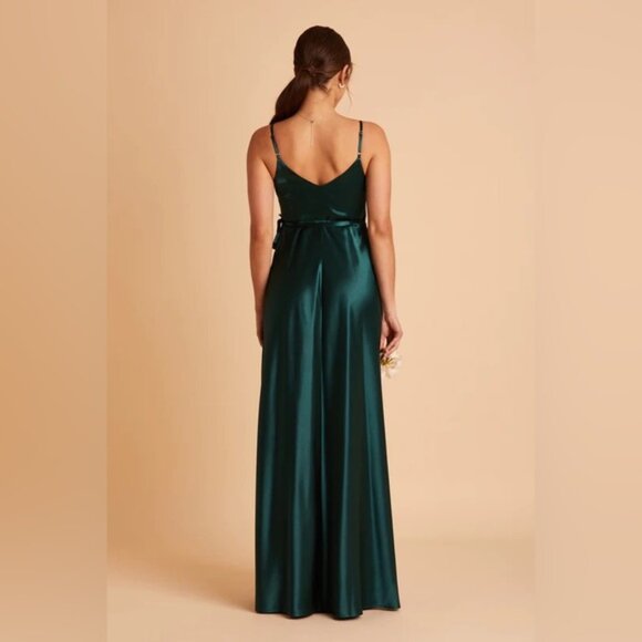 Birdy Grey Cindy Shiny Satin Emerald Bridesmaid Maxi Dress Formal NWT - Picture 3 of 3